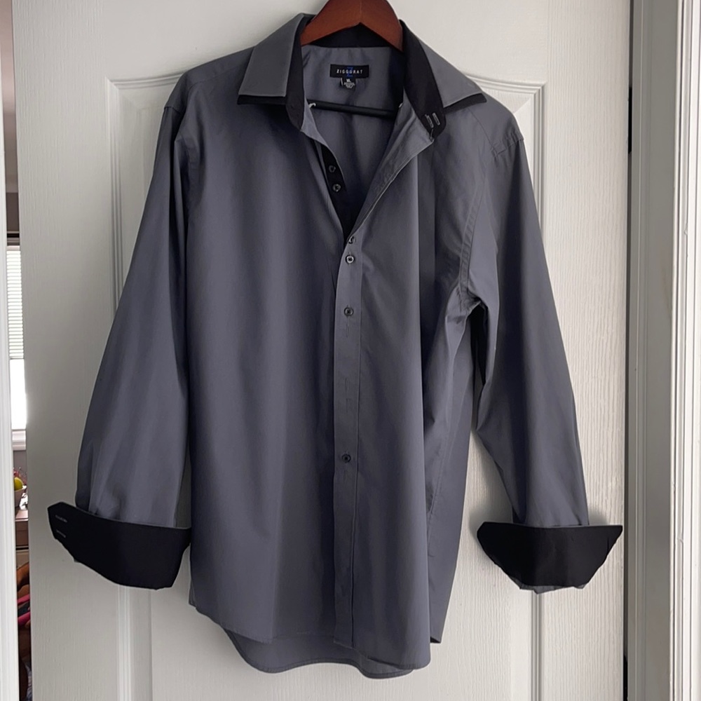 Ziggurat dark grey button down shirt